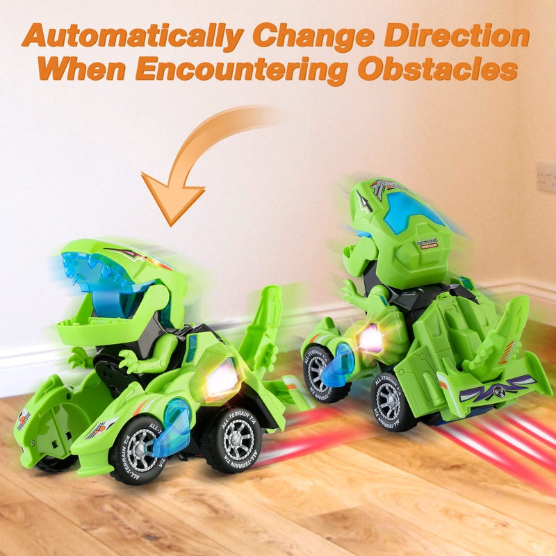 Hirger Transforming Dinosaur Car Toy for Kids, Auto Transformer Monster Truck Toys with Light & Sound for Toddler 1 2 3 4 5 Year Old, Birthday Gifts for Boy, Christmas Stocking Stuffers - Image 2